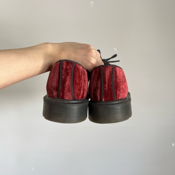 Dr. Martens Hugh Burgundy Red Velvet Lace-Up Oxfords Shoes - Burgundy - Picture 6 of 16